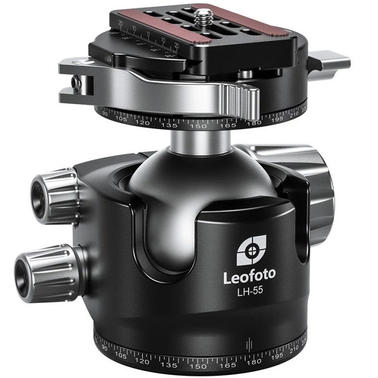 Leofoto LH Series LH-55PCL 36mm Low Profile Ball Head with PCL-70 Panning Clamp and QR Lock System - Max Load 25kg