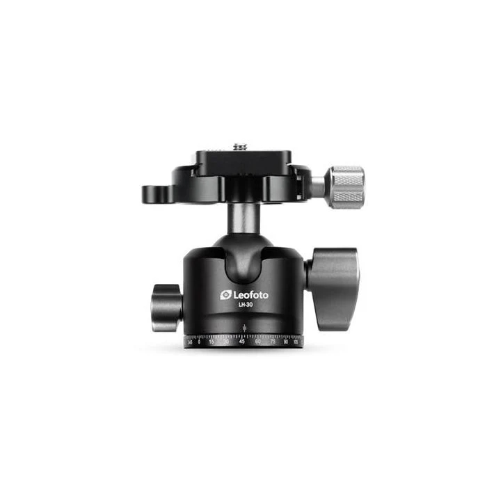 Leofoto LH Series LH-30 30mm Low Profile Ball Head and BPL-50 Arca Swiss Bubble QR Plate - Max Load 15kg