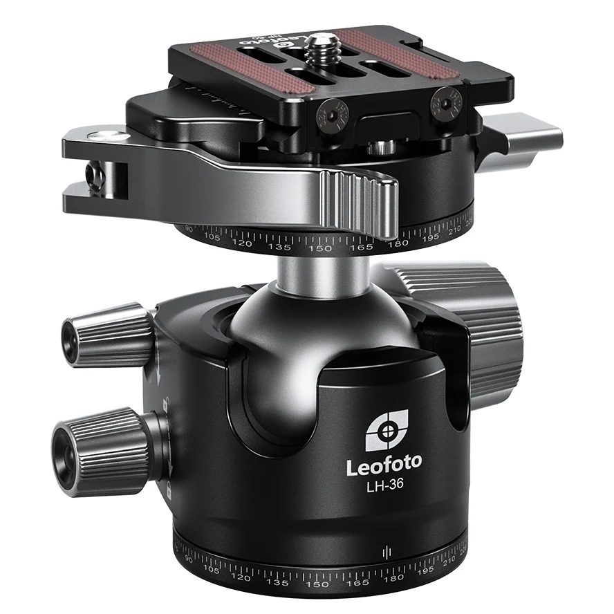Leofoto LH Series LH-36PCL 36mm Low Profile Ball Head with PCL-52 Panning Clamp and QR Lock System - Max Load 18kg