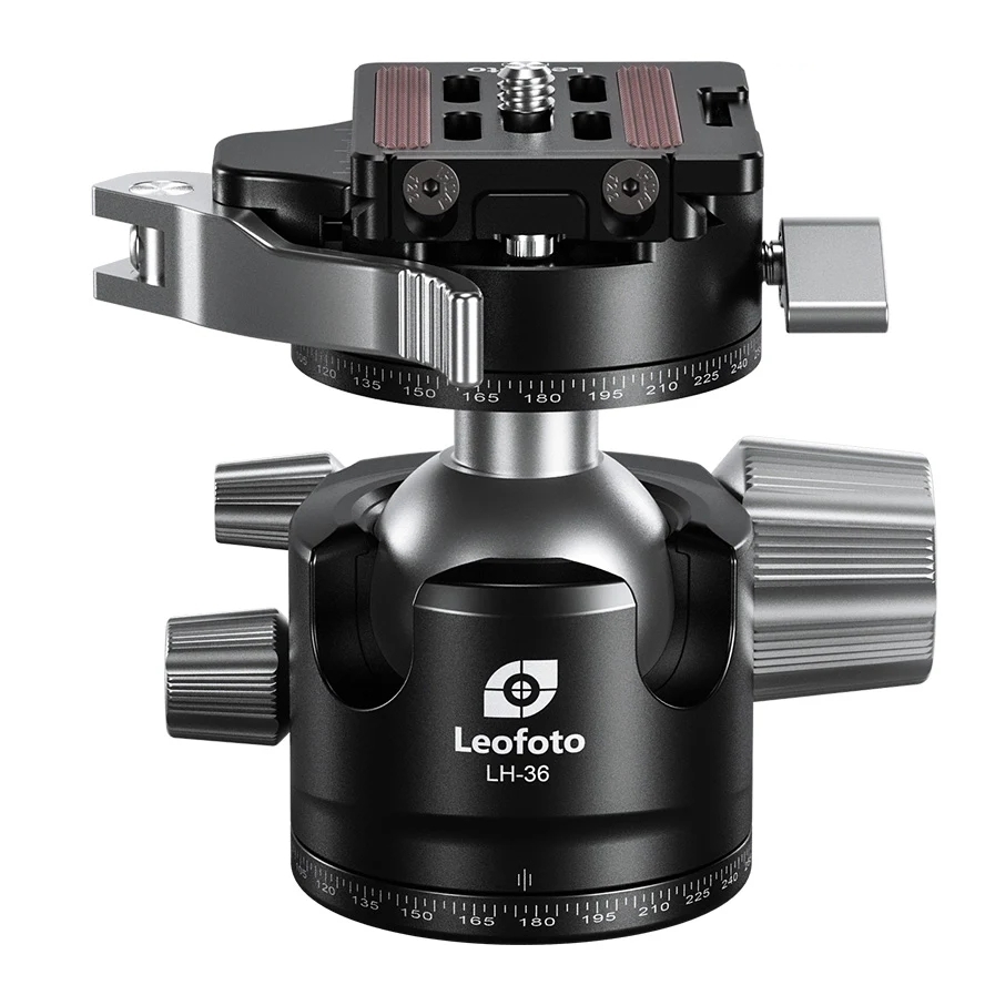 Leofoto LH Series LH-36PCL 36mm Low Profile Ball Head with PCL-52 Panning Clamp and QR Lock System - Max Load 18kg