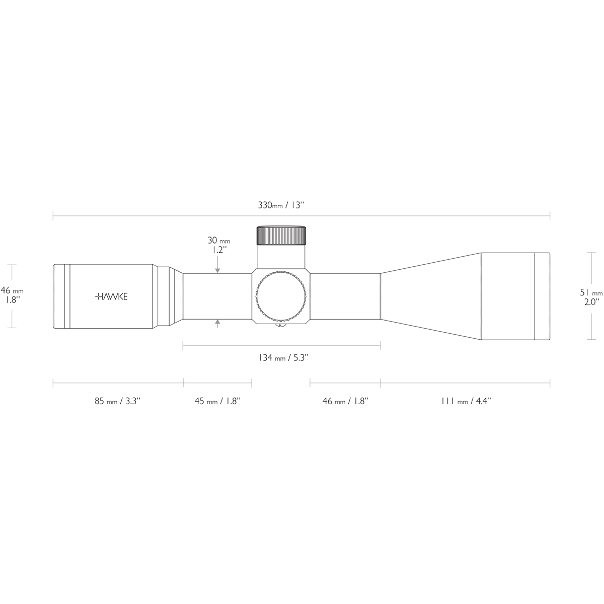 Hawke Airmax 30 WA 10x44 SF Illuminated AMX 0.1 MRAD Rifle Scope