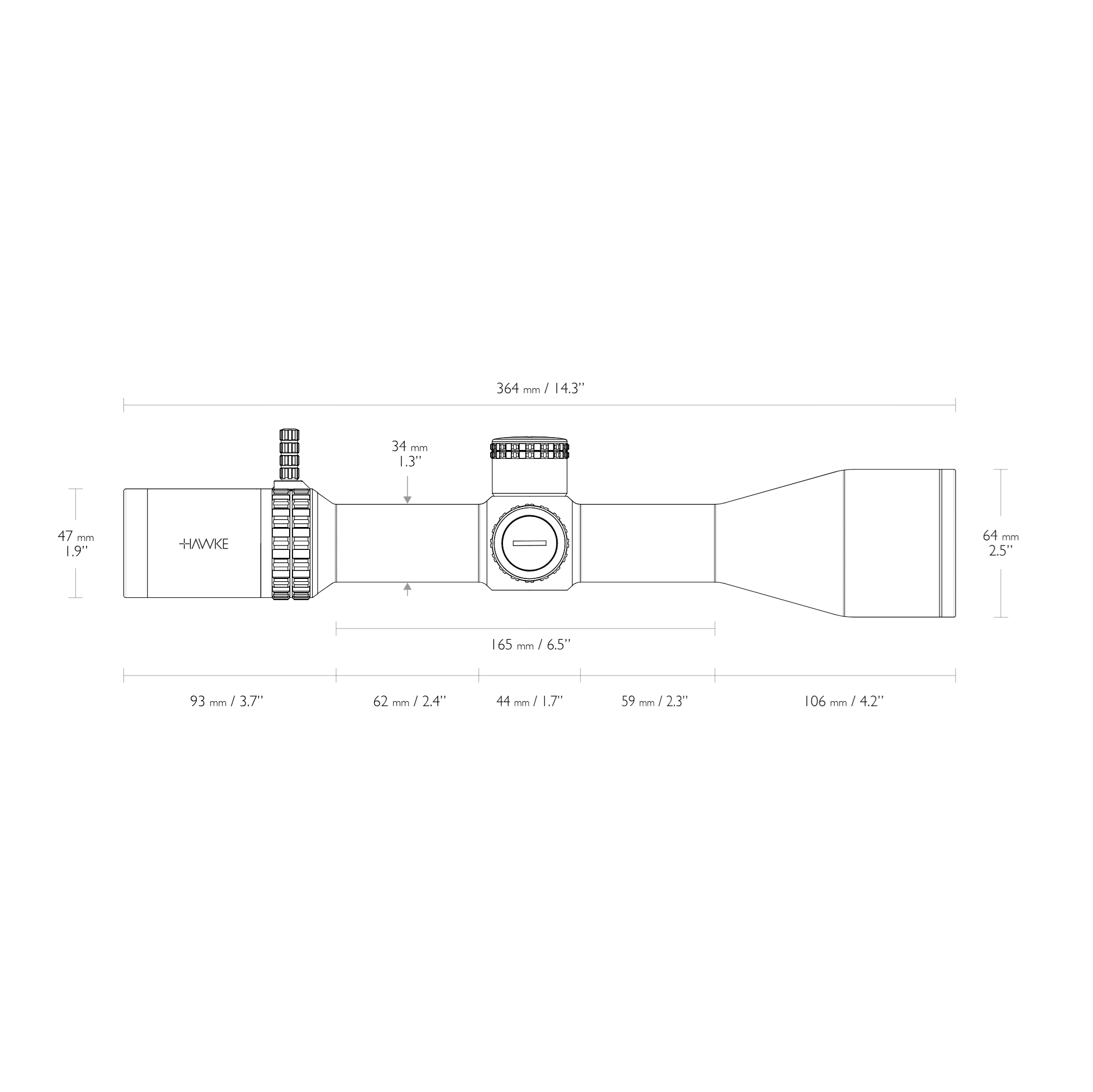 Hawke Vantage HD 34 5-25x56 FFP IR MOA Pro II (25x) 1/4MOA 34mm Rifle Scope
