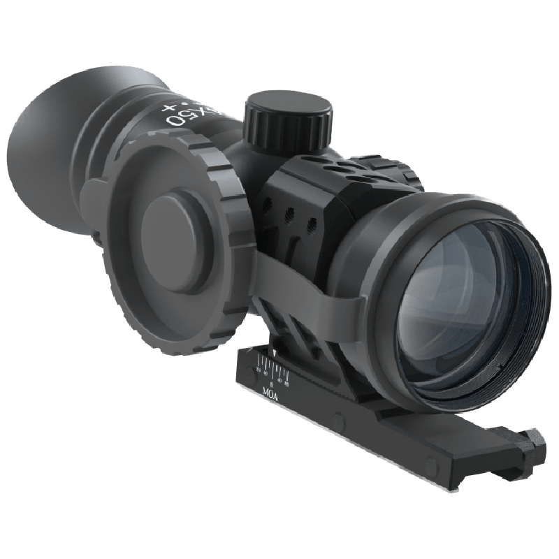 Immersive Optics 14x50 Prismatic Scope MilDot Extended with MOA Adjustable Mounts