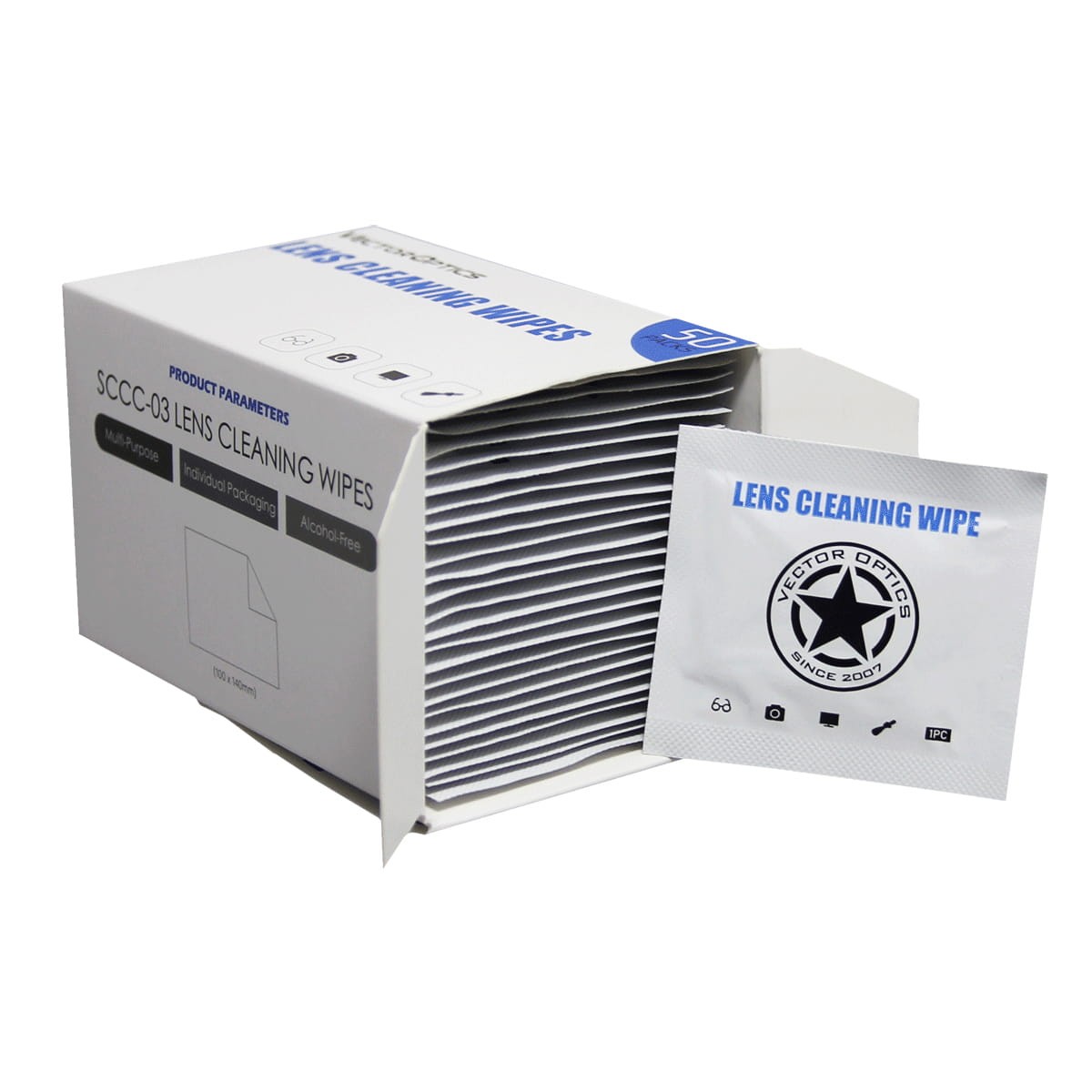 Vector Optics Pre-Moistened Optics Lens Alcohol-Free Cleaning Wipes