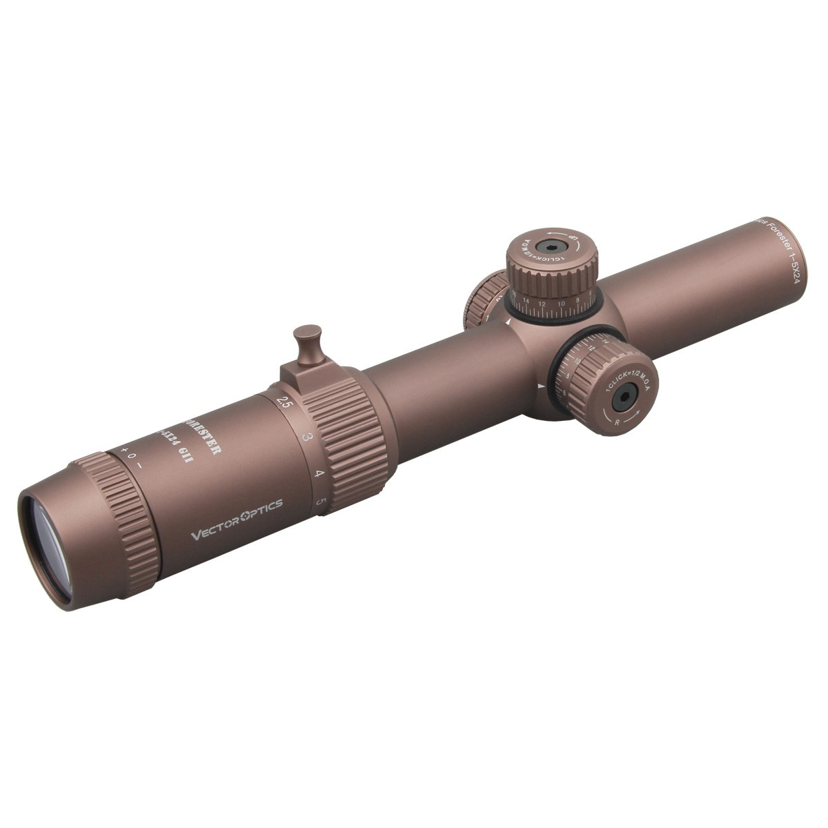 Vector Optics Forester 1-5x24 SFP Gen II Illuminated VFD-2 1/2 MOA  FDE Rifle Scope