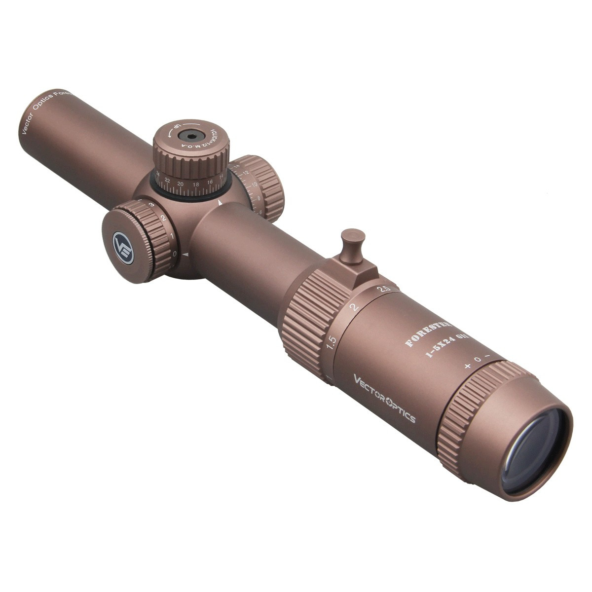 Vector Optics Forester 1-5x24 SFP Gen II Illuminated VFD-2 1/2 MOA  FDE Rifle Scope