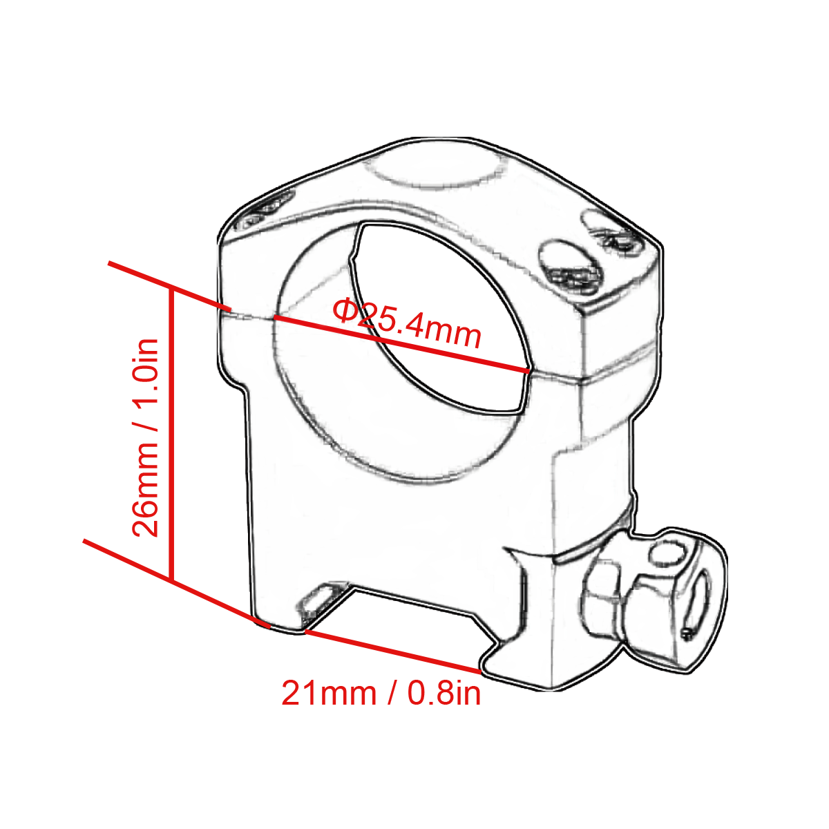 Vector FD Tactical 1 inch Medium Precision  Weaver/Picatinny Rings