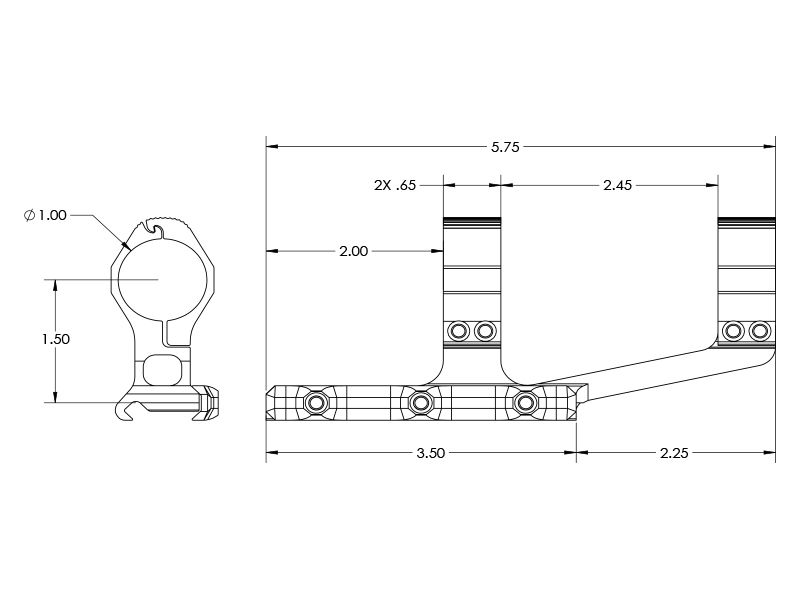 Aero Precision Ultralight 1" scope mount, SPR - Anodized Black