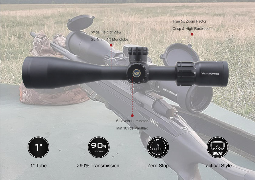 Vector Optics Paragon 4-20x50 1" Zero-Stop Rifle Scope 