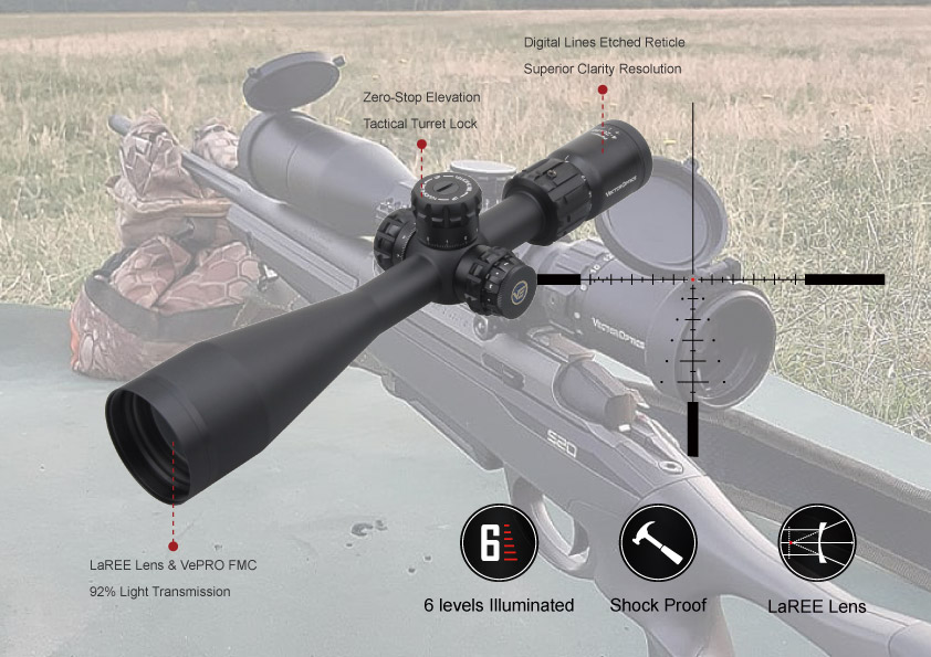 Vector Optics Paragon 4-20x50 1" Zero-Stop Rifle Scope 