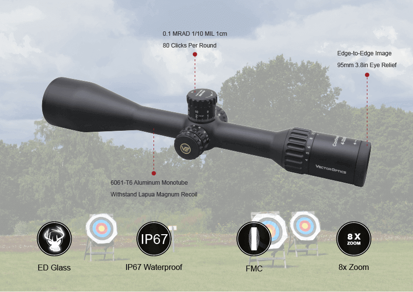 Vector Optics Continental x8 4-32x56 ED SFP Zero-Stop Tactical Rifle Scope