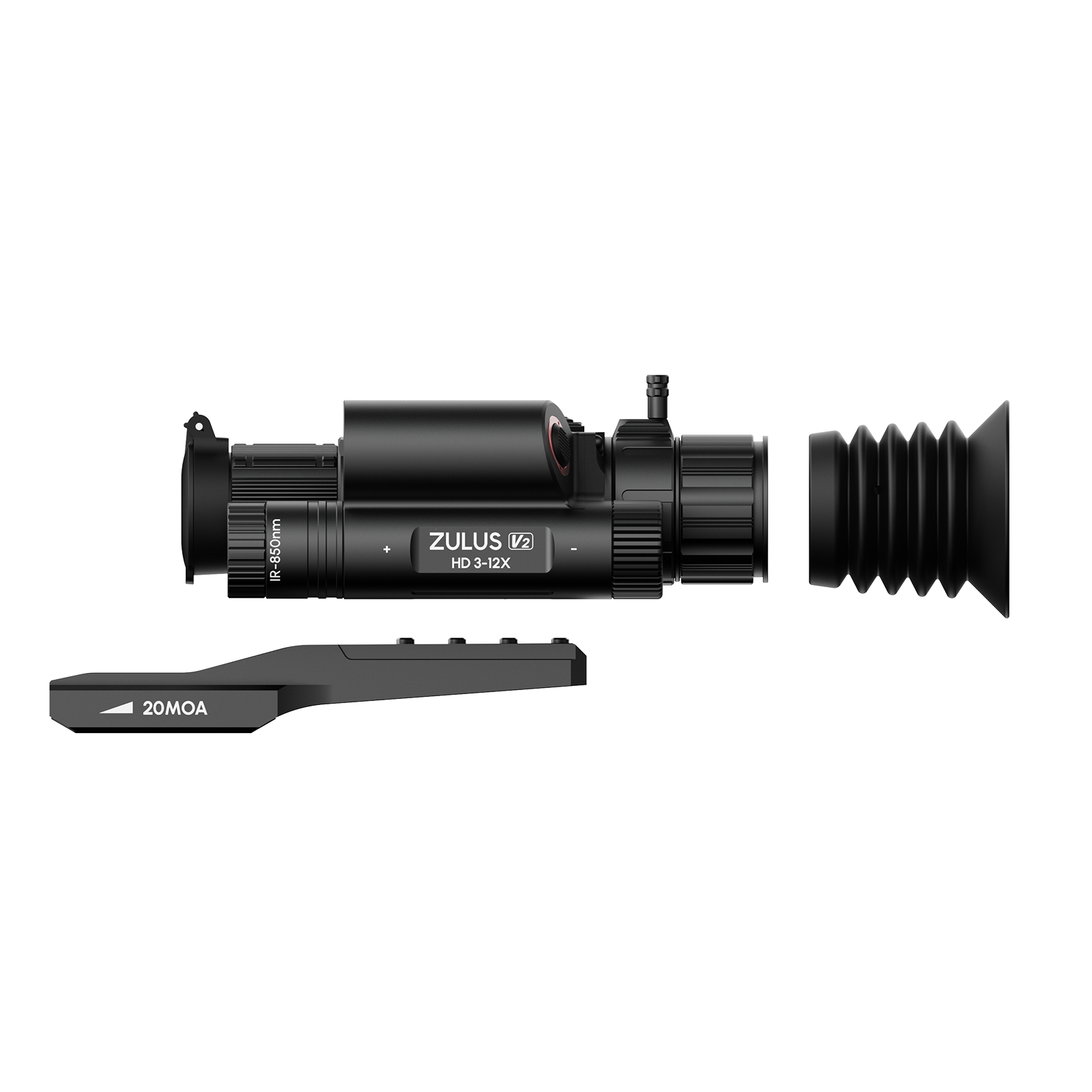 DNT Optics ZULUS HD ZHD312R V2 - 3-12X Digital Night Vision Scope With LRF And Ballistic Calculator (Includes PM20L Picatinny Rail)