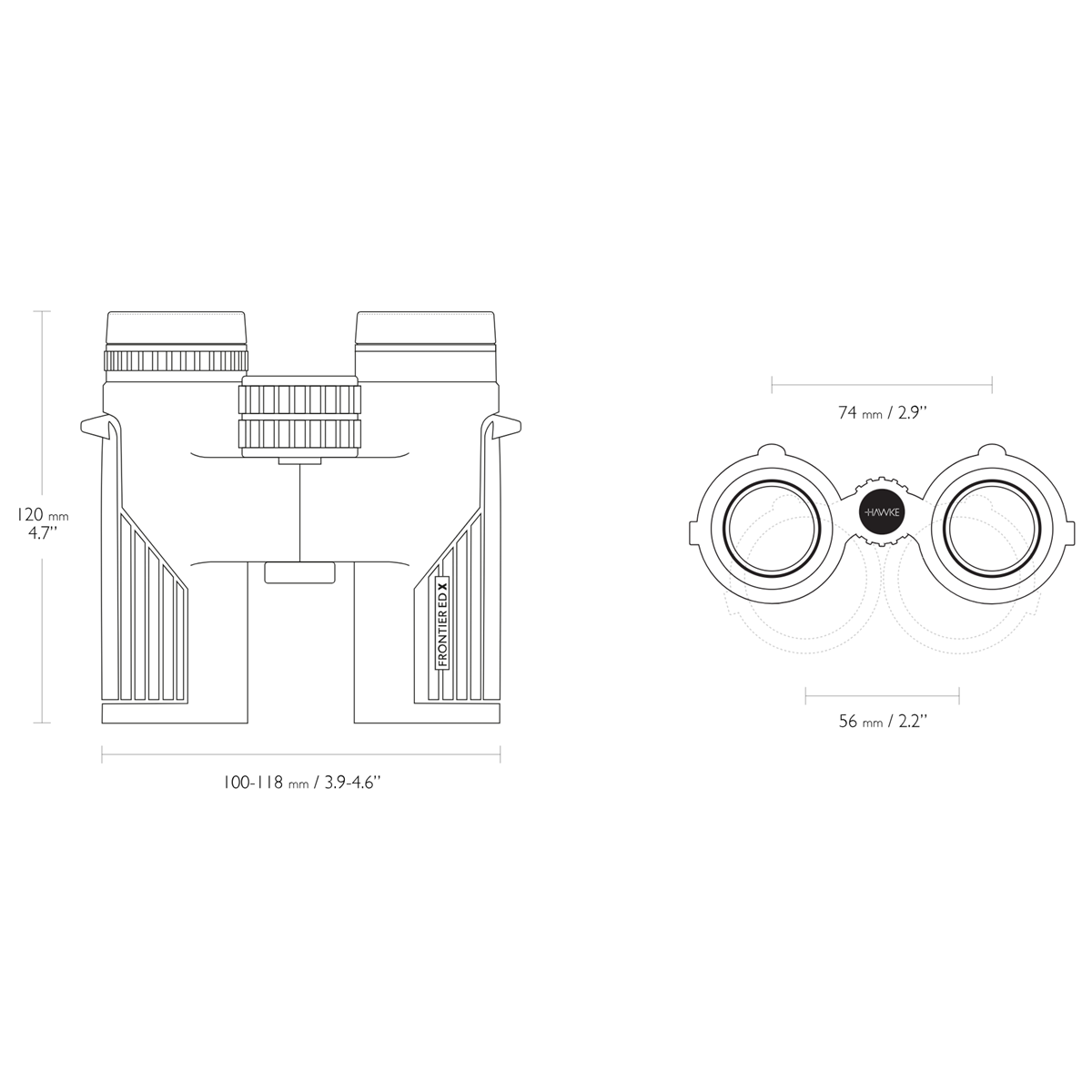  Hawke Frontier HD X 8x32 Binocular - Grey