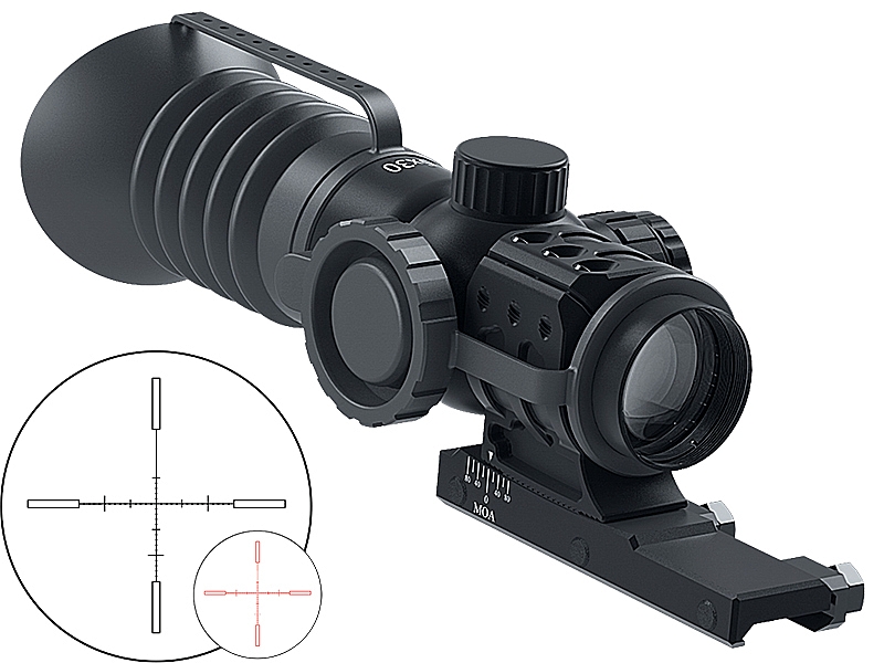 Immersive Optics 5x30 Mildot w/MOA ADJ MOUNTS Prism Rifle Scope