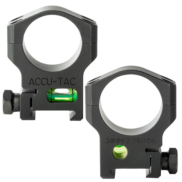 Accu-Tac 34mm Scope Rings with Bubble Level - High