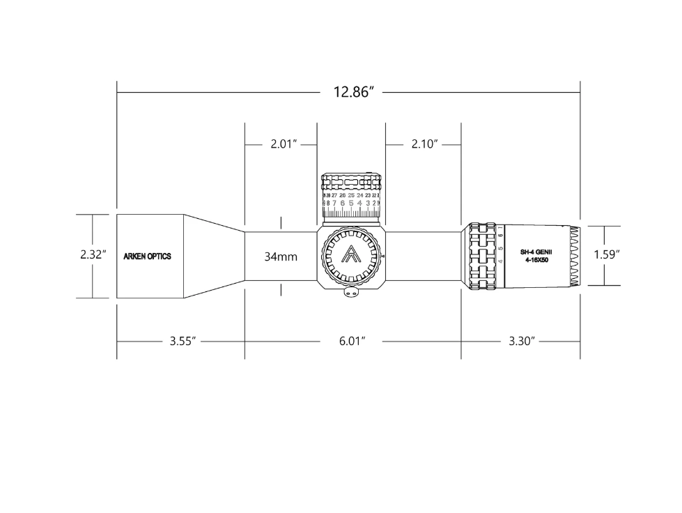 Arken Optics SH4 4-16X50 GEN2 FFP VPR MIL Illuminated Rifle Scope