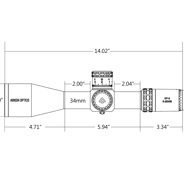 Arken Optics EP5 5-25X56 FFP VPR MIL Illuminated Rifle Scope