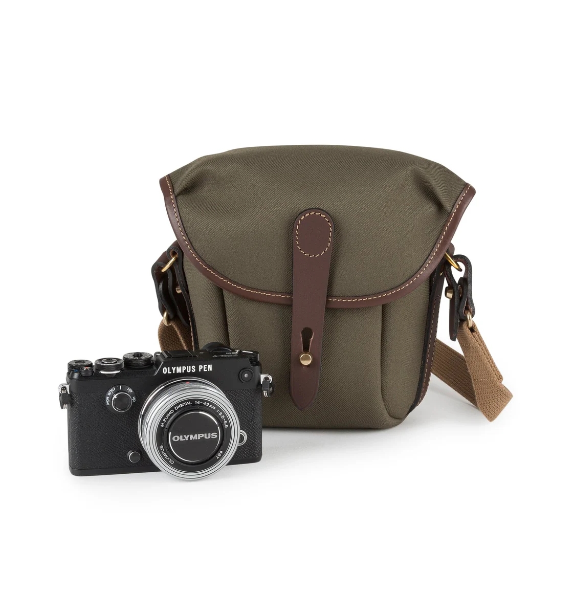 Billingham Galbin Binocular Case for 8x32 / 8x42 Binoculars - Sage FibreNyte / Chocolate Leather