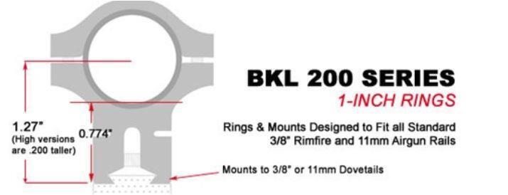 BKL-261 9-11mm Dovetail 1-Piece Scope 1 Inch Mount Perfect Bolt Action Mount