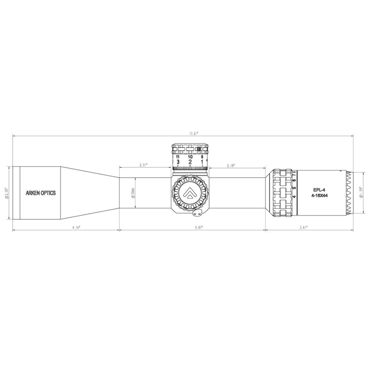 Arken Optics EPL4 4-16x44 FFP VPR MOA Illuminated Rifle Scope