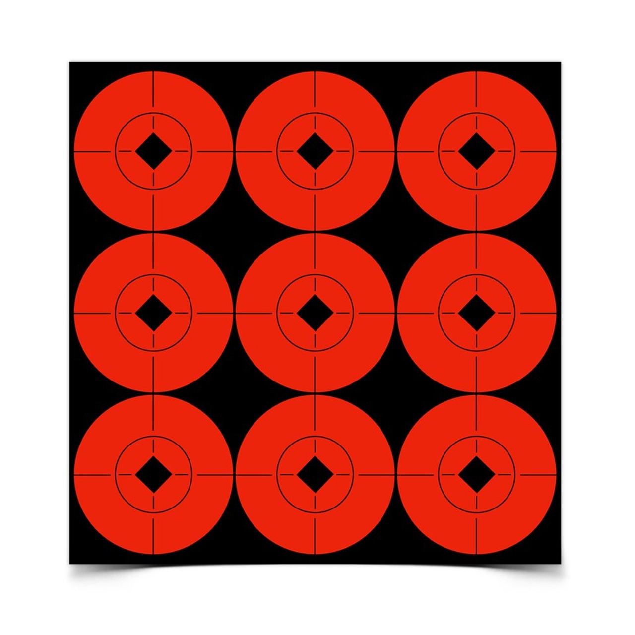 Birchwood Self Adhesive Orange 2" Target Spots - 90 Targets (10 Sheets of 9 Targets)
