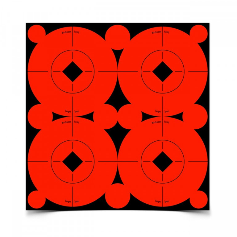 Birchwood Casey Self Adhesive Orange 3" Target Spots - 40 Targets / 100 Pasters (10 Sheets of 4 Targets)