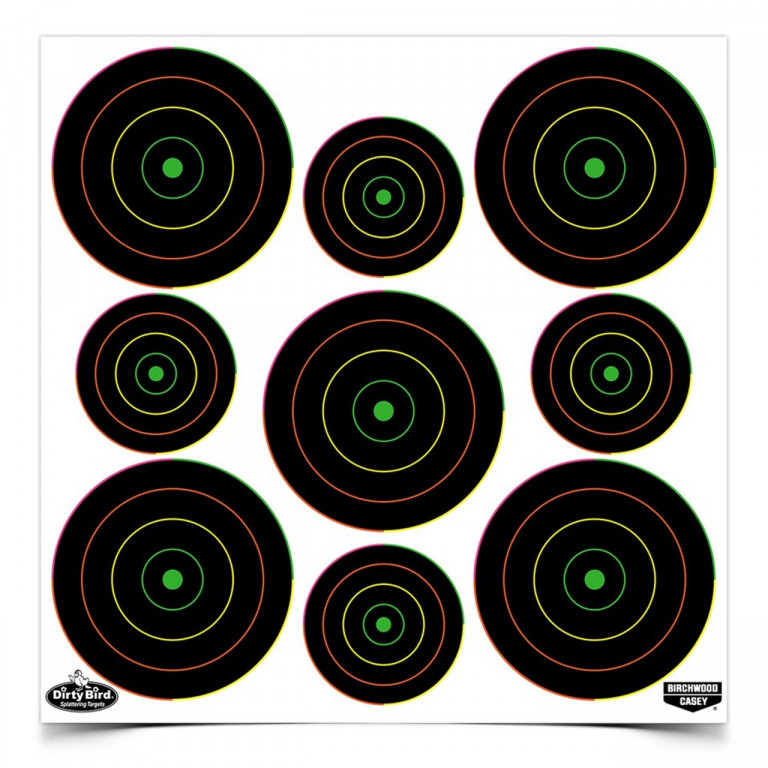 Birchwood Casey Dirty Bird® 2" and 3" Multi-Coloured Non-Adhesive Tagboard Targets - Pack of 12 Sheets