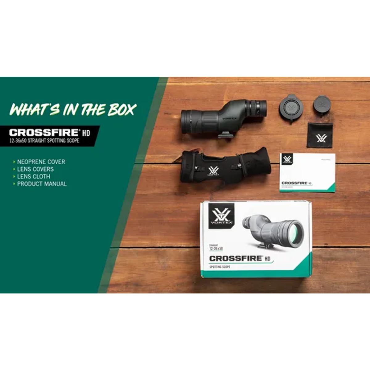 Vortex Crossfire HD 12-36x50 Compact Straight Spotting Scope