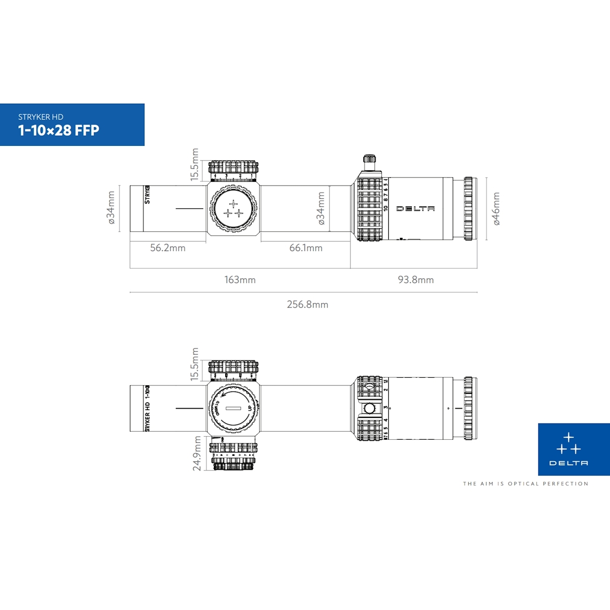 Delta Optical Stryker HD 1-10x28 FFP 0.1 MRAD SDOG-1 Side Focus Rifle Scope