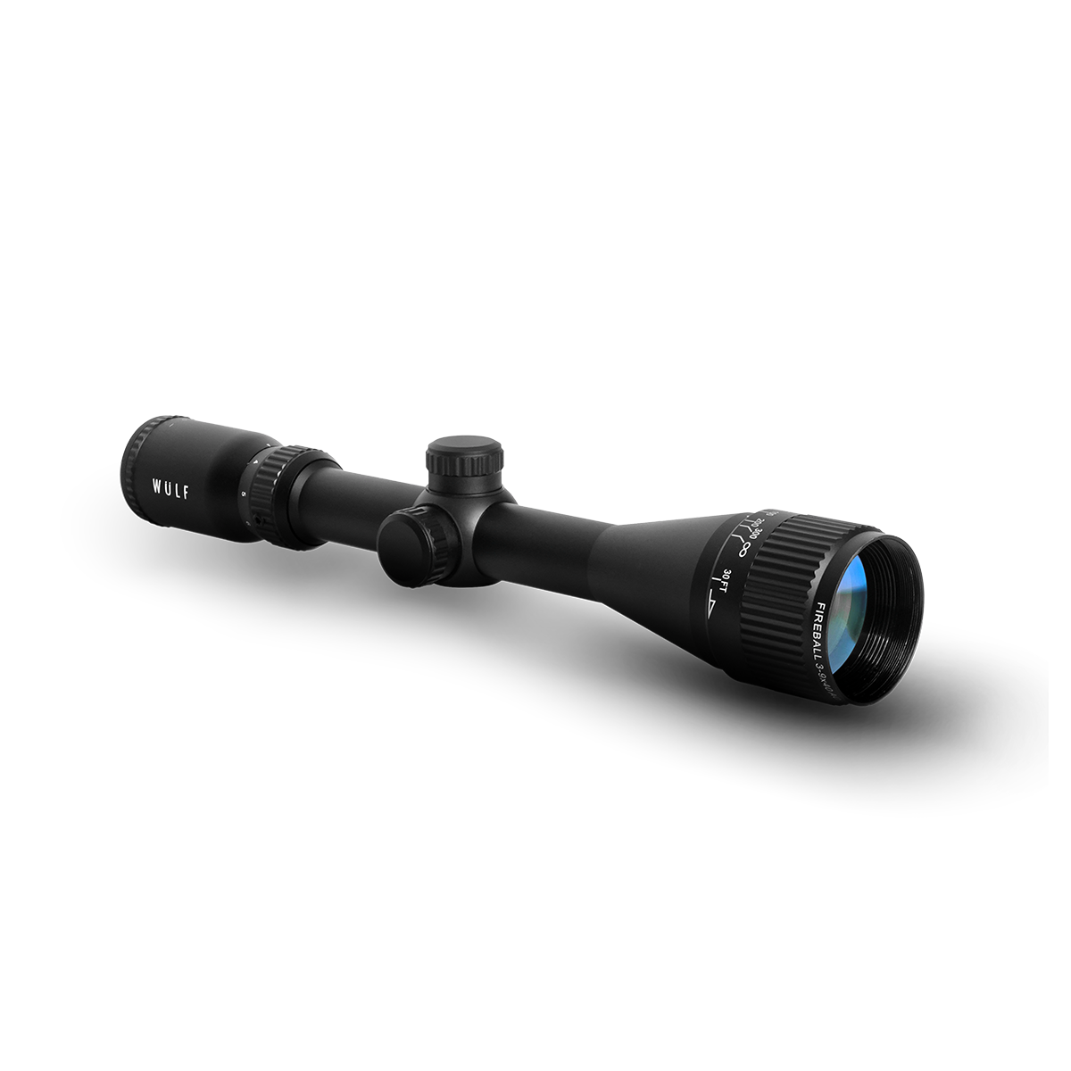 (NEW) WULF Fireball 3-9x40 Adjustable Objective 10 Yard Minimum Half Mil-Dot Reticle Rifle Scope