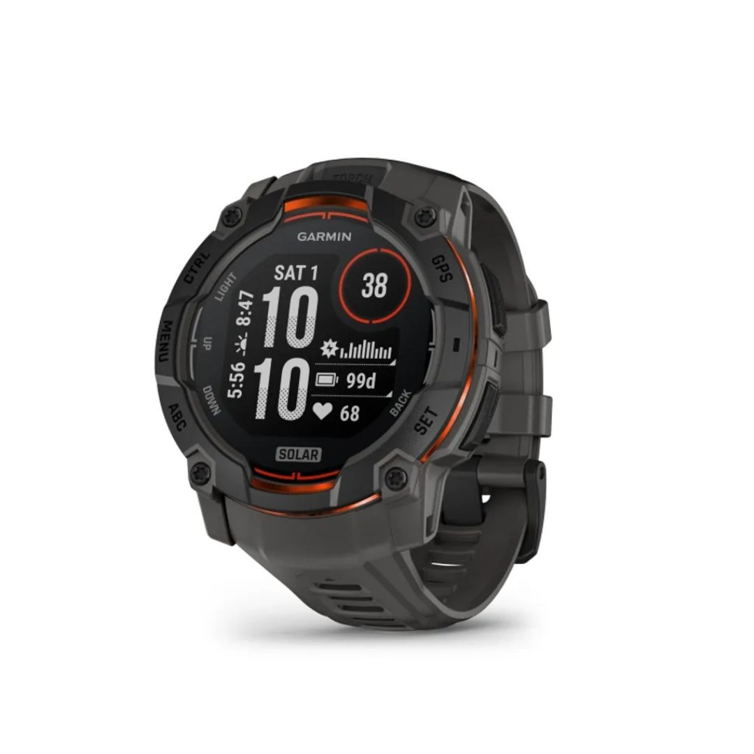 Garmin Instinct 3 50mm Solar Charging Smart Watch with GPS - Black with Charcoal Band
