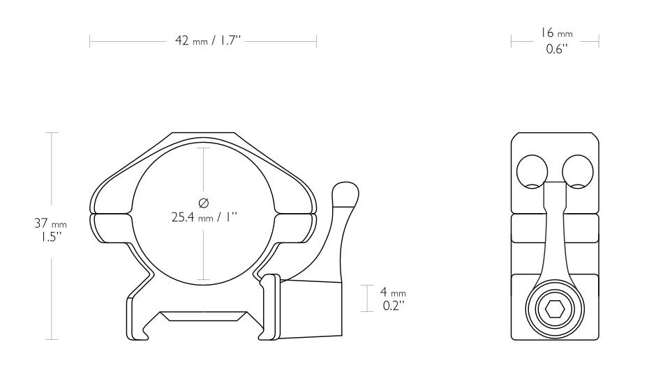 Hawke Precision Steel 1″ Low QR Scope Rings – Weaver & Picatinny (Very Low Profile)