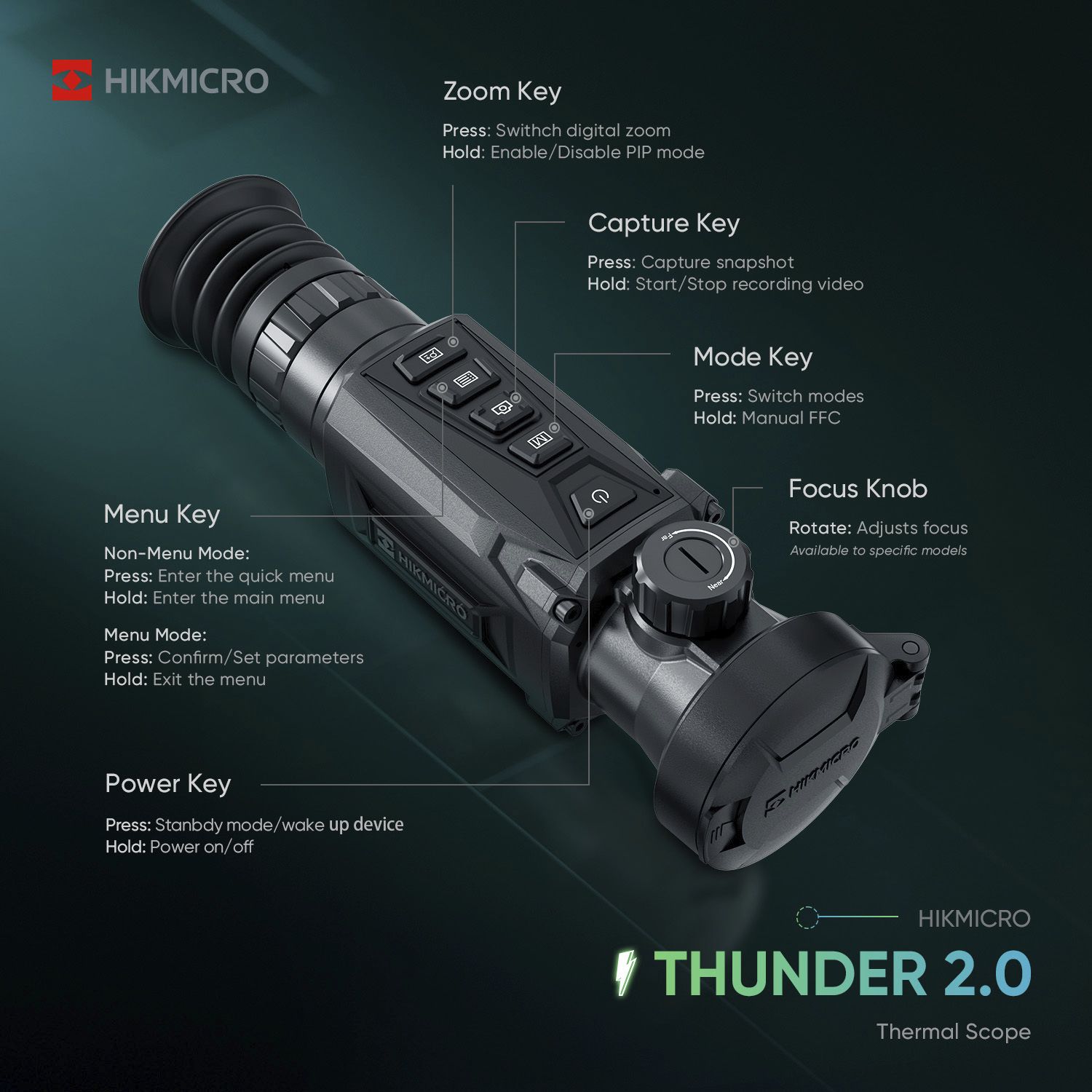 HIKMICRO Thunder 2.0 TE25 Smart Thermal Weapon Scope 25mm 35mK 256x192px 12µm