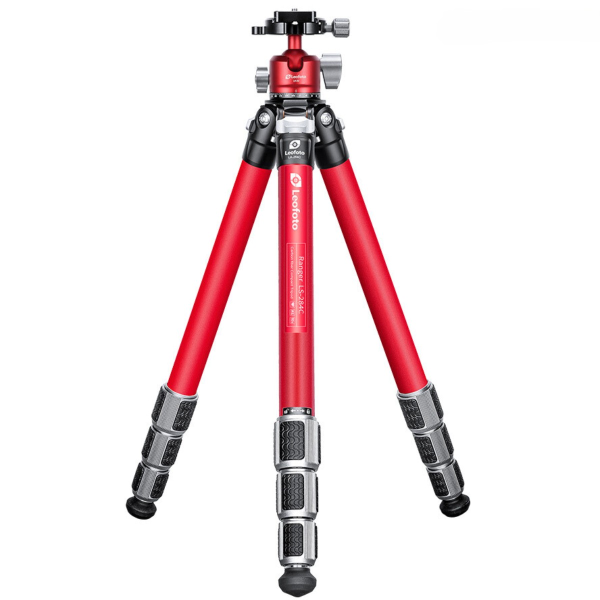Leofoto Athena LA-284C 10 Layer Carbon Water, Sand Proof, Corrosion Resistant Titanium Feet RED Tripod with LH-30 RED Ball Head