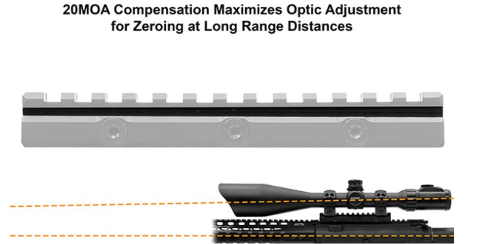 UTG Super Slim 20 MOA Picatinny Mount Base 13 Slot Lightweight CNC Machined