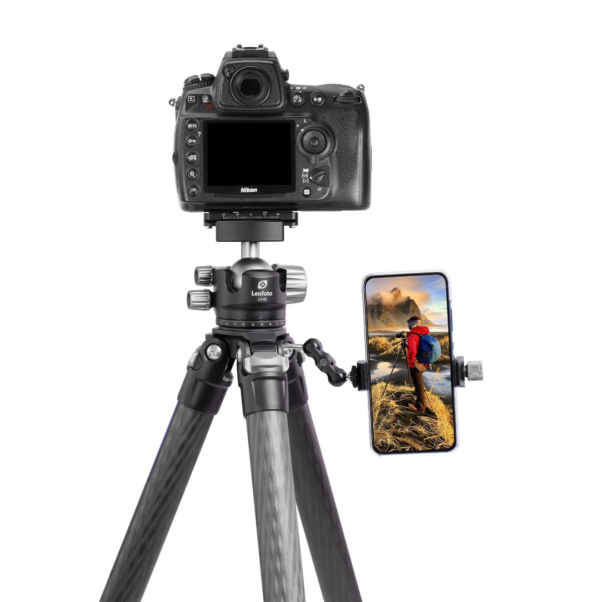 Leofoto Ranger LS-324C 10x Layer Carbon Tripod with LH-40 Ballhead & Separate Centre Column - Max Load 15kg, Min 165mm to Max 1395mm + Col