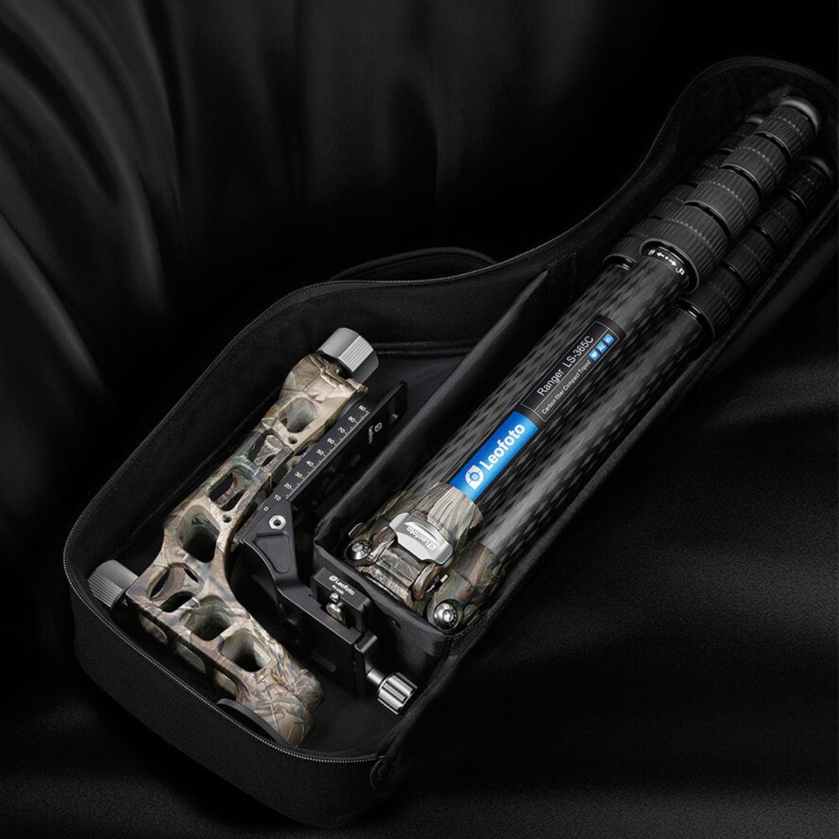 Leofoto Ranger LS-365C Lightweight 10x Layer Carbon Half Ball Levelling Tripod with PG1 CAMO Gimbal Head