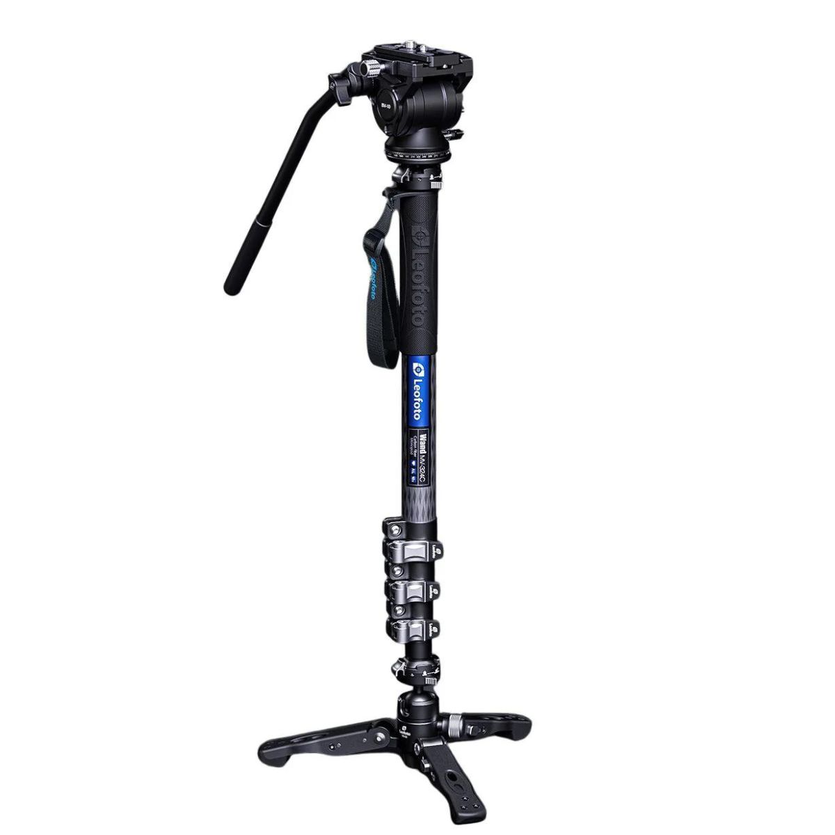 Leofoto MV-324C Carbon Fibre Monopod 600mm to 1500mm w/ BV-10 Aluminium Fluid Video Tripod Head