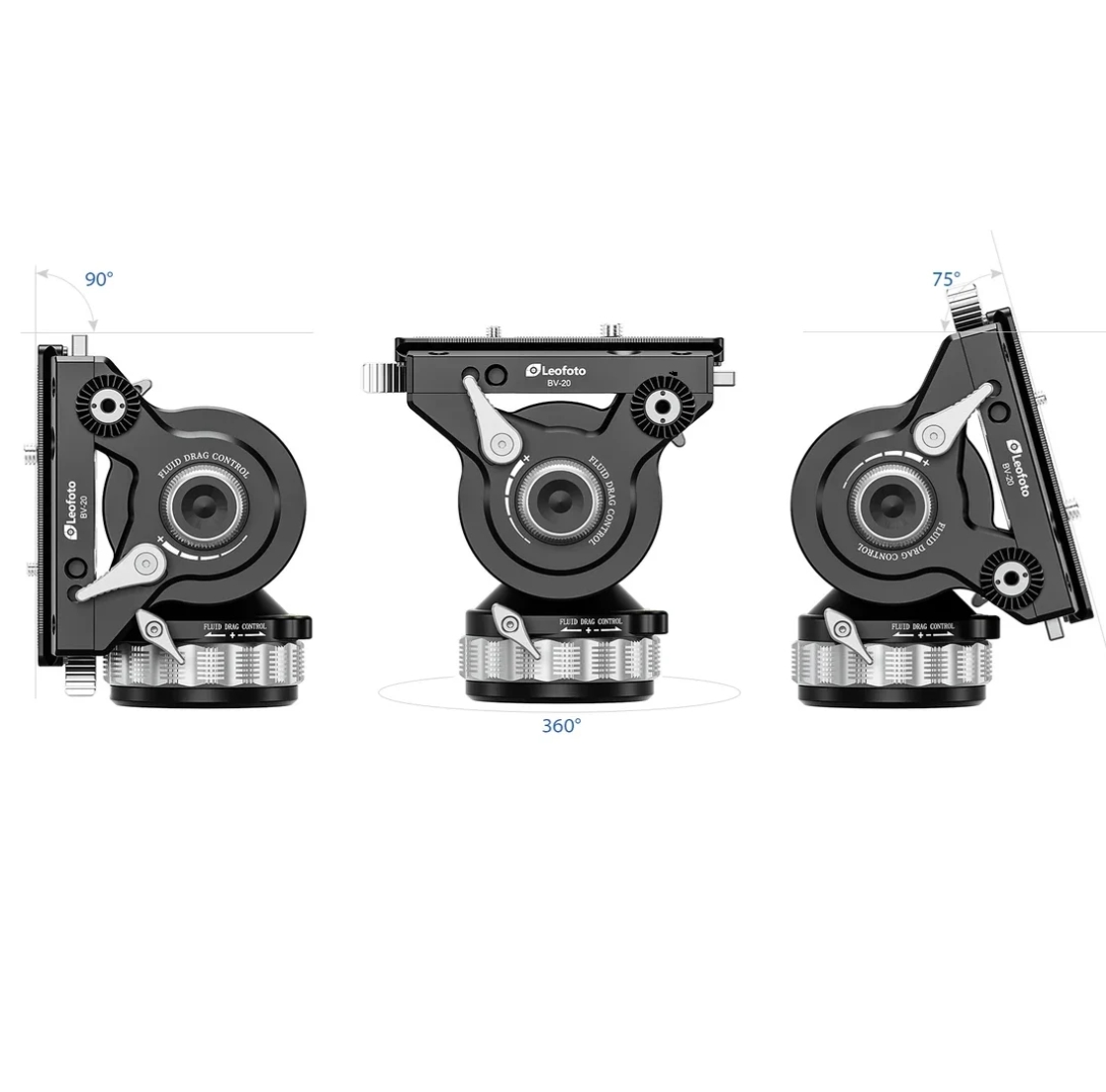 Leofoto BV-20 Pro Fluid Video Head with Lever Lock Arca Compatible QR Plate Max Load 15Kg