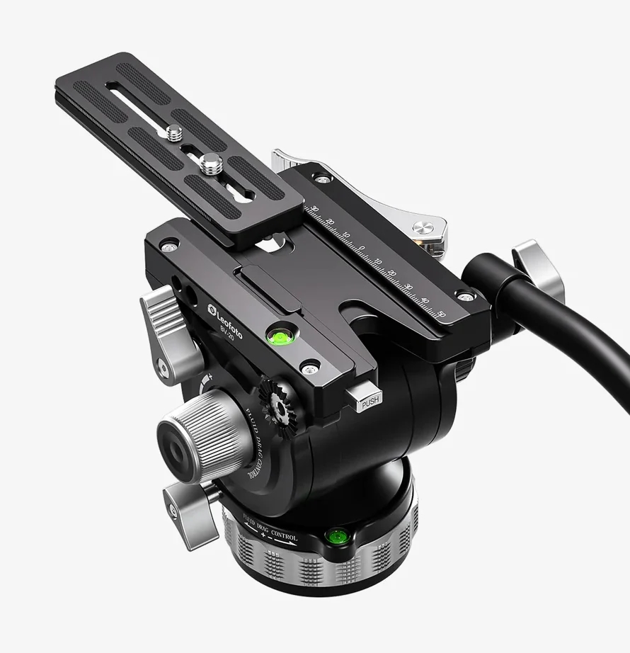 Leofoto BV-20 Pro Fluid Video Head with Lever Lock Arca Compatible QR Plate Max Load 15Kg