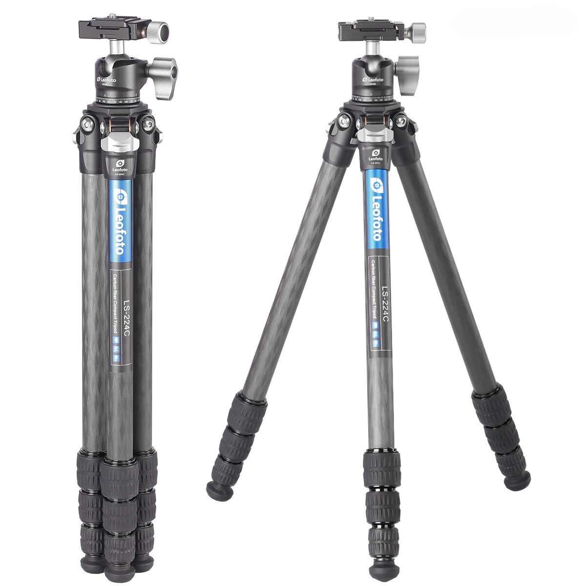 Leofoto Ranger LS-224C 10x Layer Carbon Fiber Tripod with LH-25 Low Profile Ballhead & Separate Centre Column