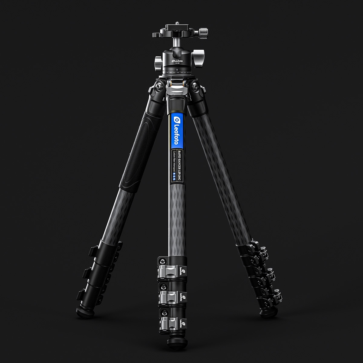 Leofoto LSR-284C 4-Section Carbon Fibre Tripod + LH-30 Screw-Knob Ball Head - 1380mm, 10kg