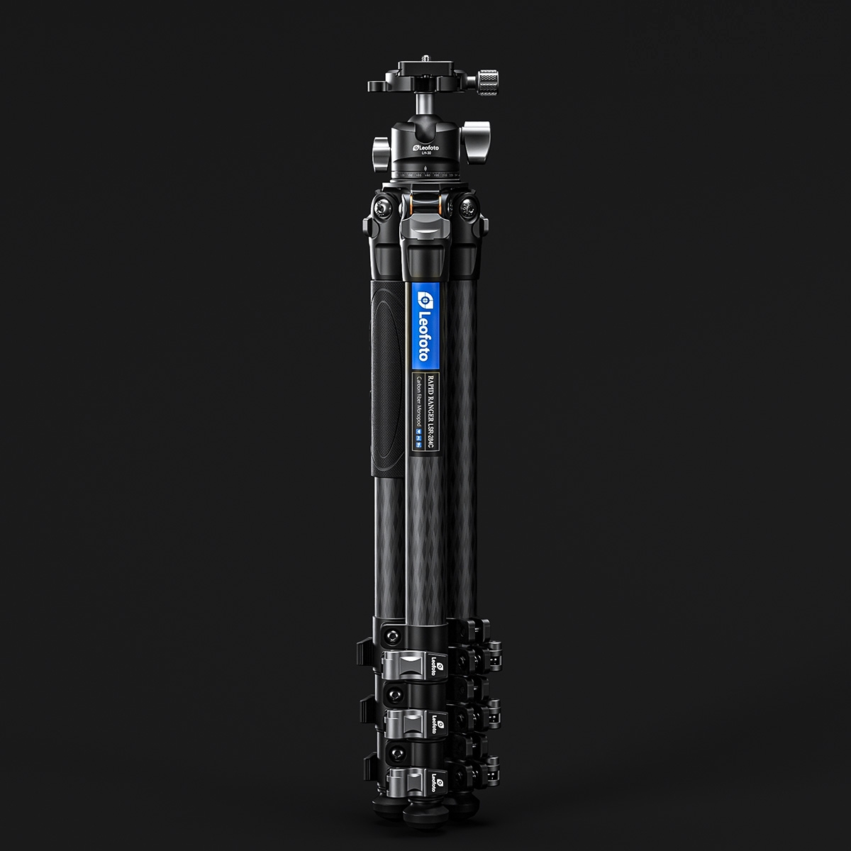 Leofoto LSR-284C 4-Section Carbon Fibre Tripod + LH-30 Screw-Knob Ball Head - 1380mm, 10kg