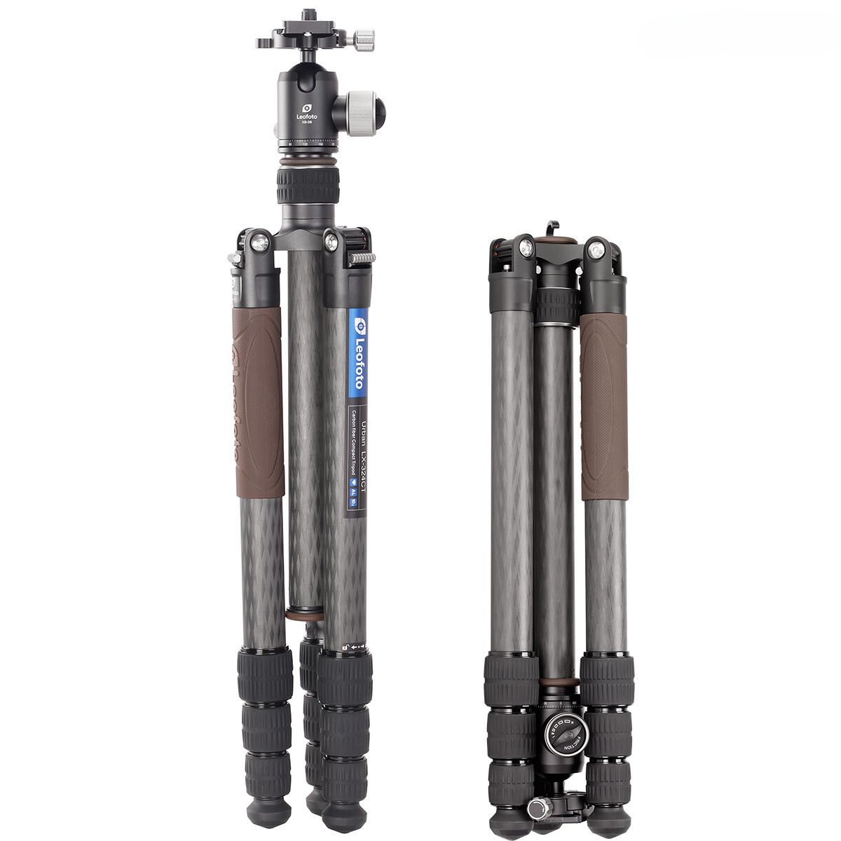 Leofoto Urban LX-324CT 10 Layer Carbon Hollow-out Spider 180 Degree Folding Silicone Handle Tripod with XB-38 Ball Head