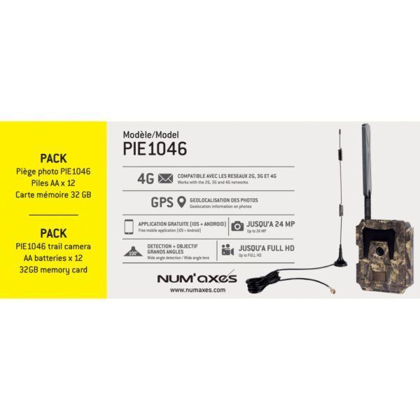Numaxes PACK TRAIL CAMERA PIE1046 + BATTERIES (x12) + 32 GB SD CARD