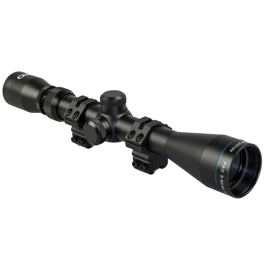 PAO 4x40 Topaz Mil Dot Reticle Rifle Scope - Includes 9-11mm Pre-Mounted Dovetail Rings