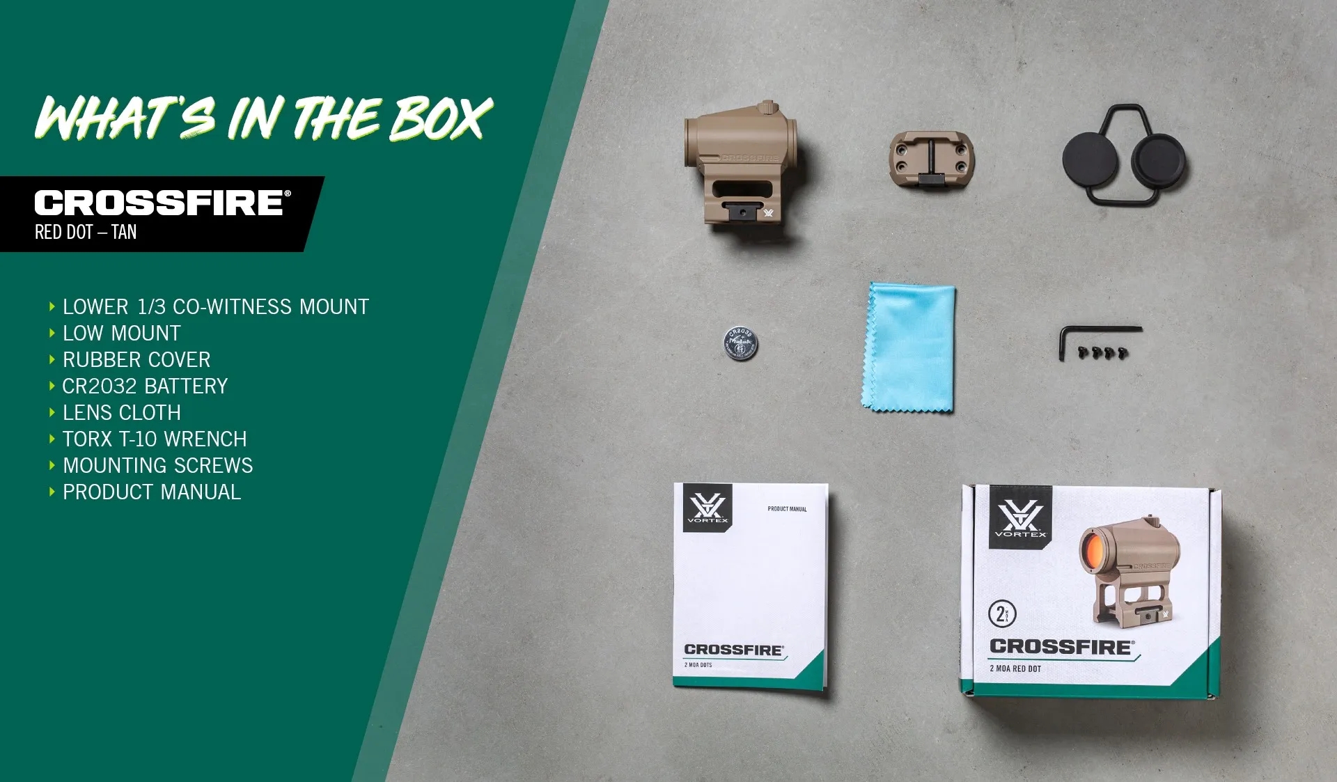 Vortex Crossfire 2 MOA Red Dot Sight - Tan