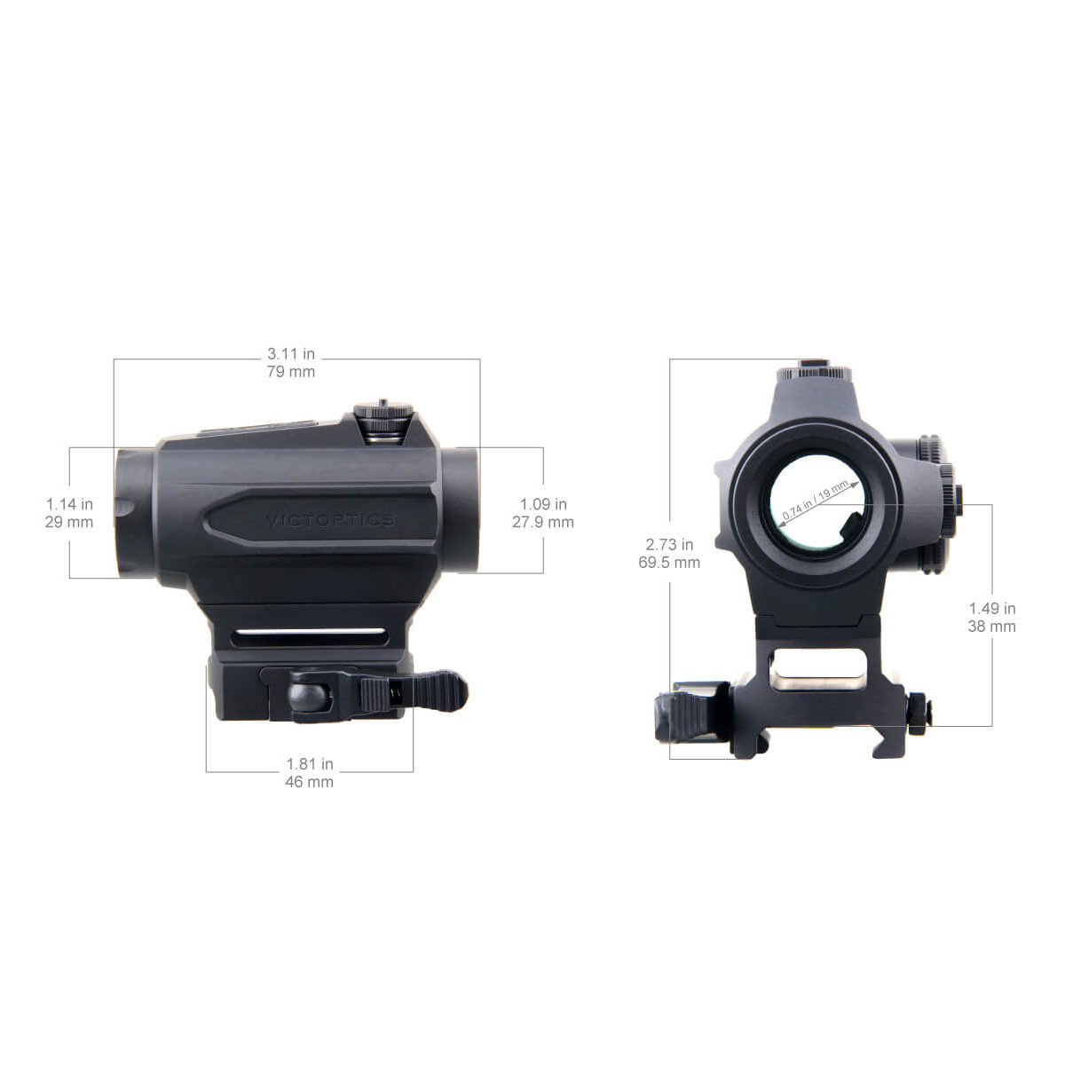 Vector Optics VictOptics SRD 1x20 3MOA Quick Detach Picatinny Reflex Sight with Riser Mount