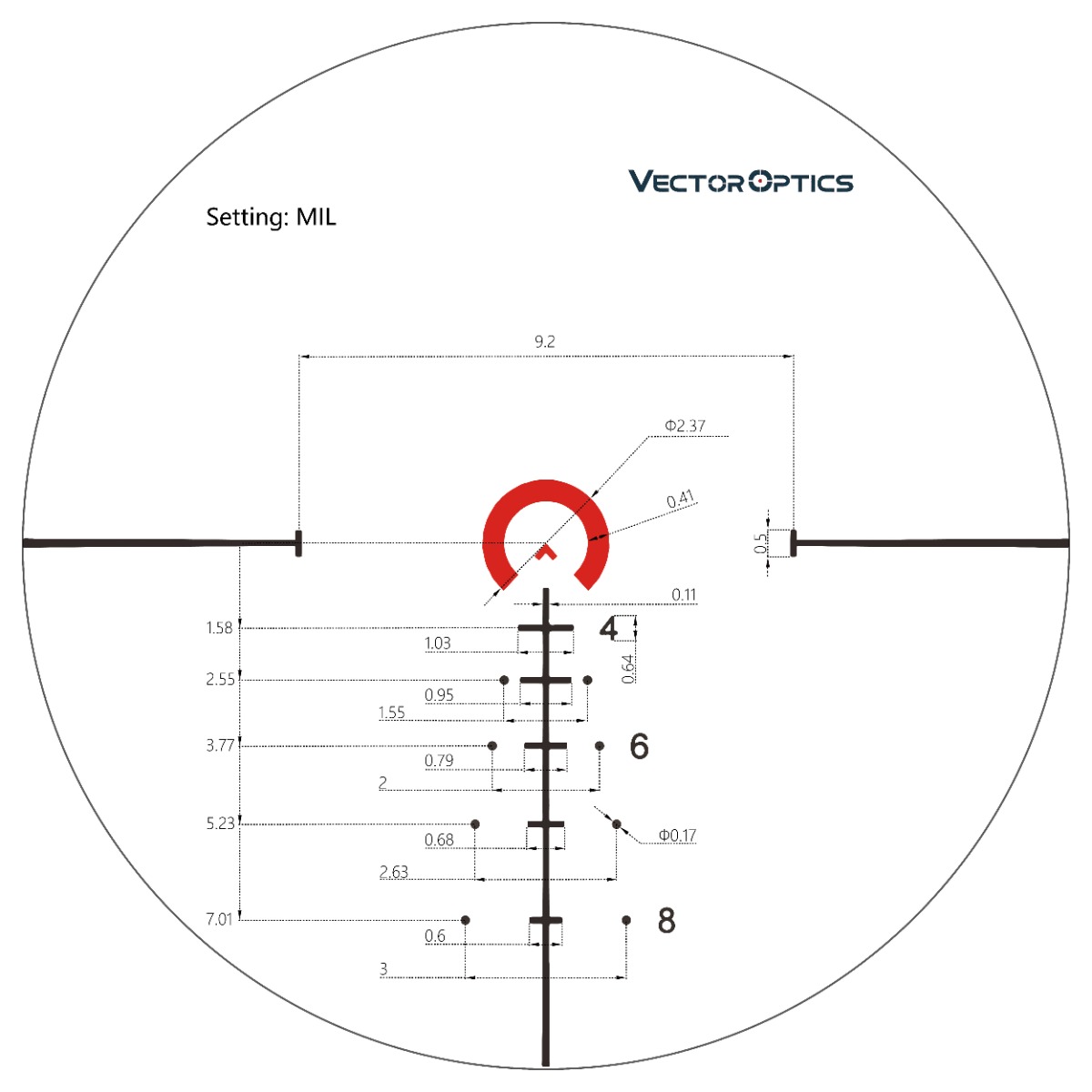 Vector Optics Continental 1-6x28 FFP Illuminated 34mm Tactical VCT-BNW 0.1 MRAD Rifle Scope