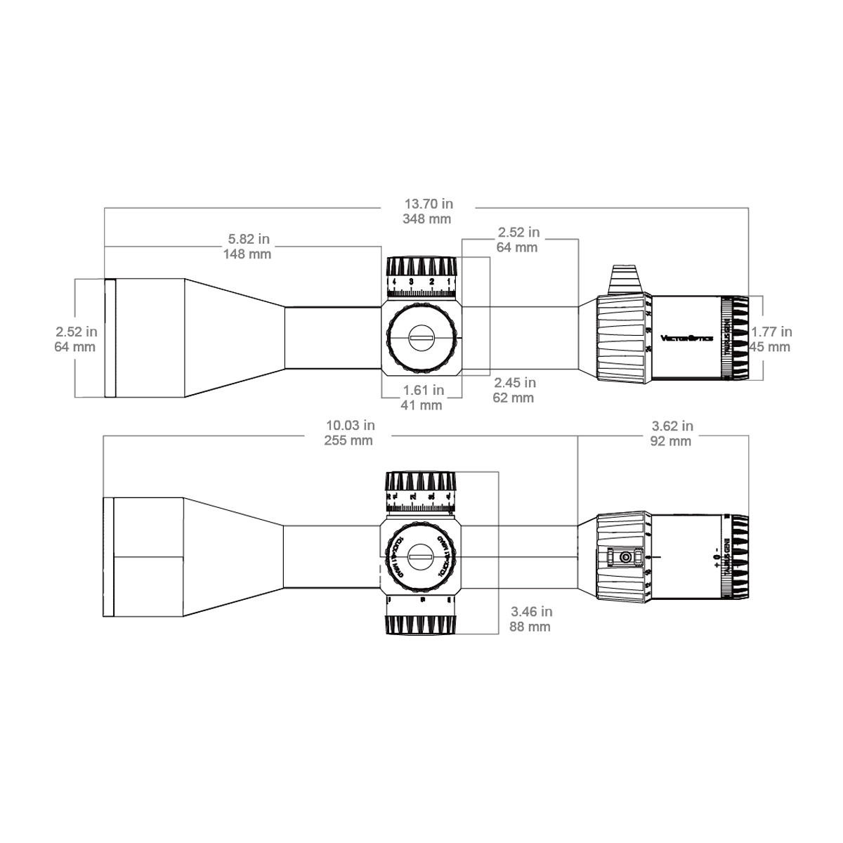 Vector Optics Taurus GenII 3-24x56 FFP Non-IR ED 1/10MIL 34mm Rifle Scope